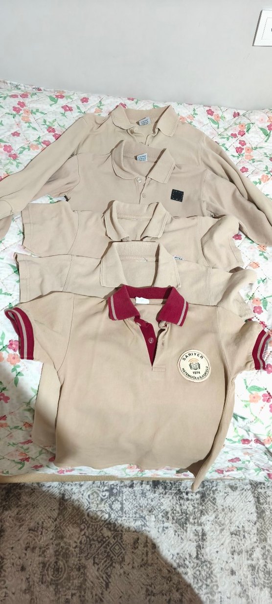 Bej Renkli Erkek Çocuk Uzun Kollu Polo Yaka Tişört - Görsel 2