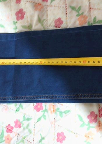 Düğmeli Mavi Kadın Midi Kot Pantolon - Görsel 2