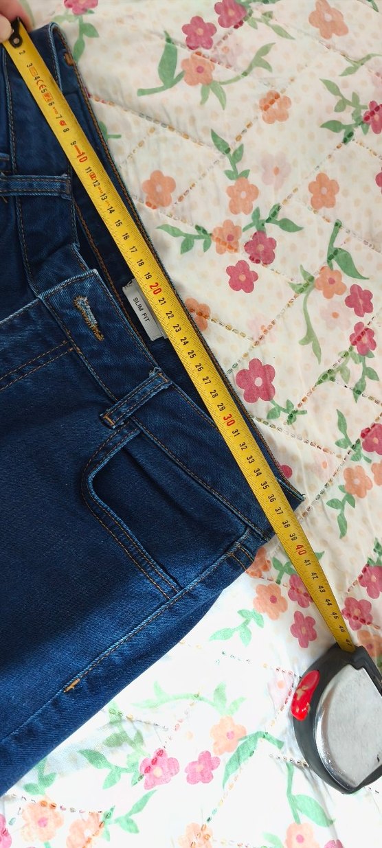 Düğmeli Mavi Kadın Midi Kot Pantolon - Görsel 4