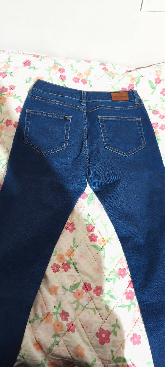 Düğmeli Mavi Kadın Midi Kot Pantolon - Görsel 5