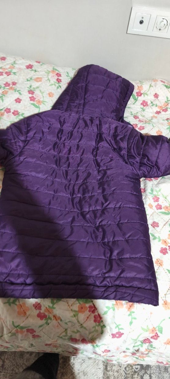 Mor Fermuarlı Çocuk Kışlık Ceket - Görsel 4