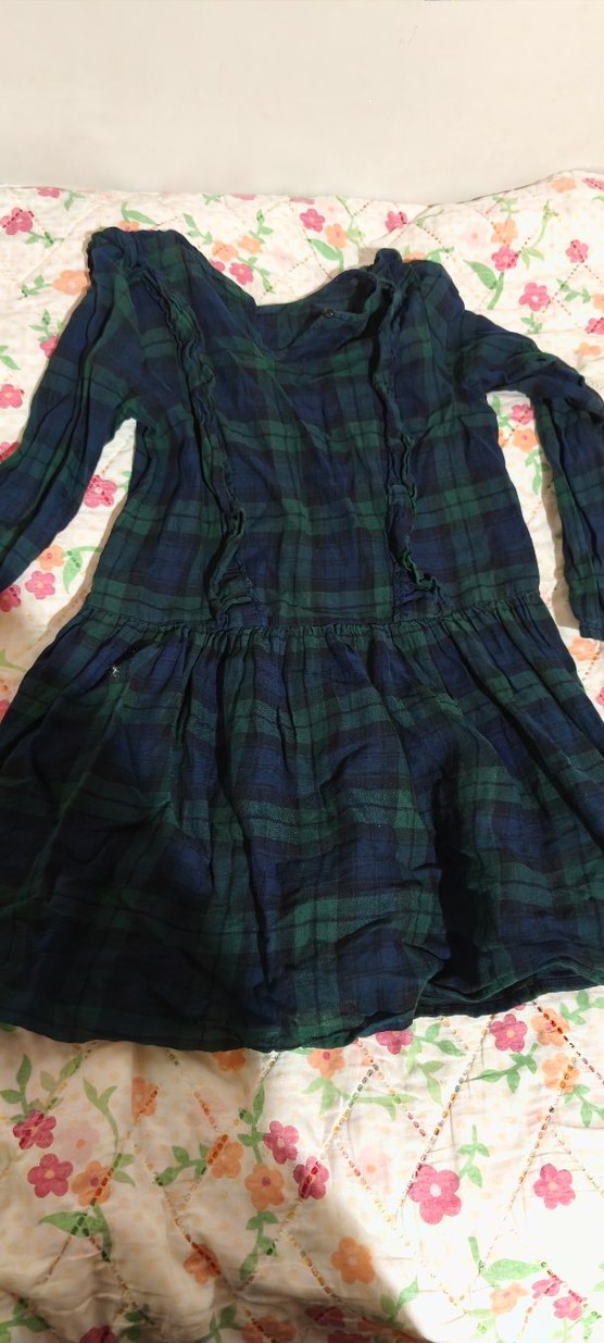 Uzun Kollu Yeşil Bohem Kız Elbisesi - Görsel 3