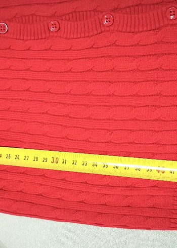Düğmeli Kırmızı  Hırka - Görsel 6