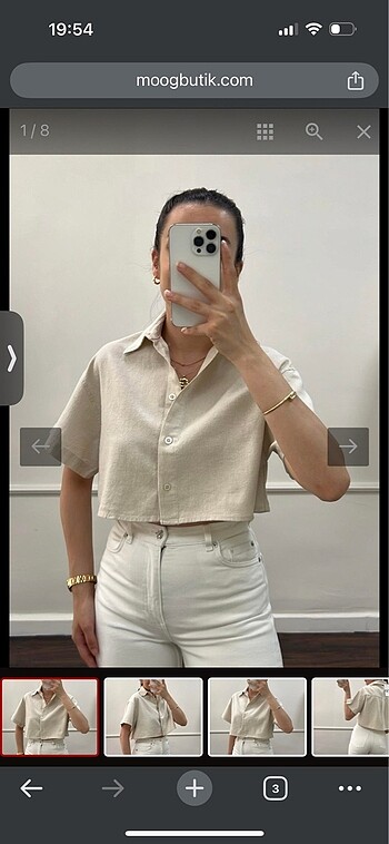 Bej rengi crop gömlek