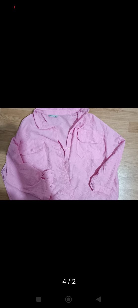 Kadın pembe cepli oversize gömlek - Görsel 2