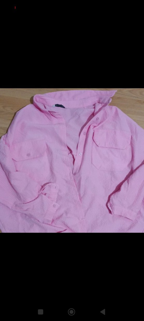 Kadın pembe cepli oversize gömlek - Görsel 4