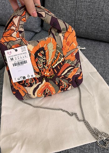 Zara Çok Renkli Zincir Detaylı Boncuklu Kadın Çanta