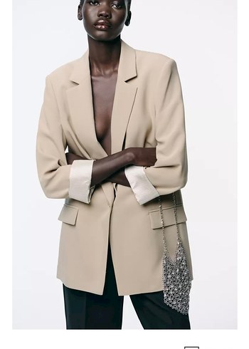 Zara Bej Düğmeli Kadın Blazer Ceket