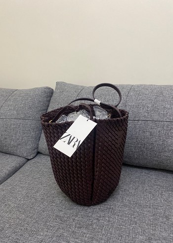 Zara Örgü Kahverengi Kadın Çanta