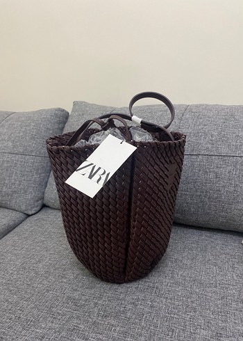 Zara Zara Kahverengi Örgü Kadın Çanta