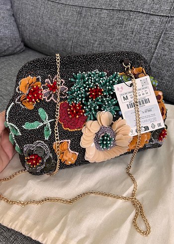 Zara Boncuk İşlemeli Çok Renkli Bohem Kadın Çanta