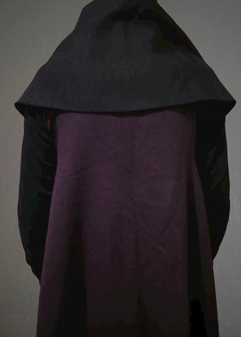 Mor Siyah Kadın Panço - Dökümlü Tasarım Sıfır Kol - Görsel 3