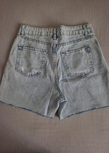 Kadın Mavi Mini Kot Şort - Görsel 2