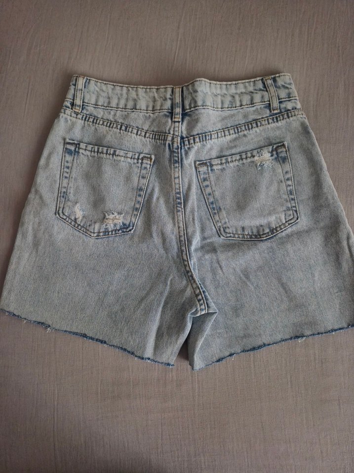 Kadın Mavi Mini Kot Şort - Görsel 2