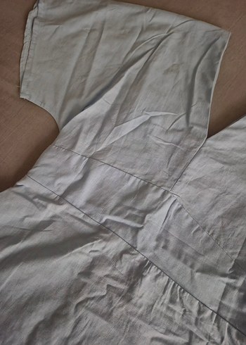 Mavi V Yakalı, Düğmeli Uzun Elbise - Görsel 6