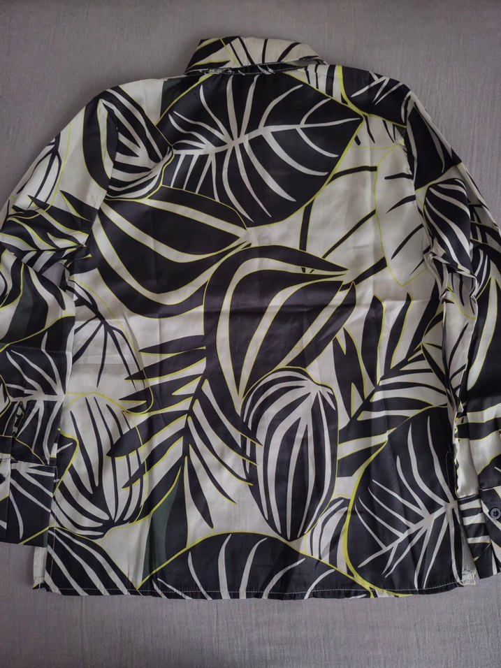 Desenli Kadın Saten Gömlek Uzun Kollu - Görsel 2