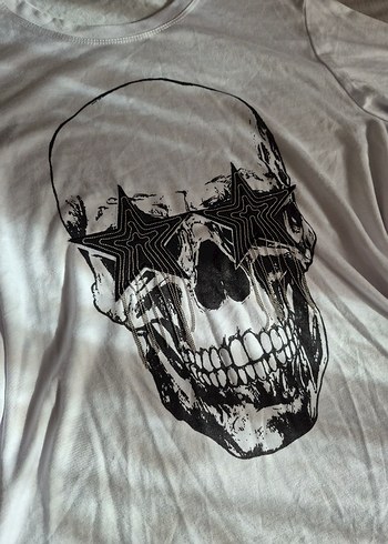 Vintage Kuru Kafa Baskılı Beyaz Uzun Kollu Tişört - Görsel 7