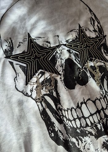 Vintage Kuru Kafa Baskılı Beyaz Uzun Kollu Tişört - Görsel 6