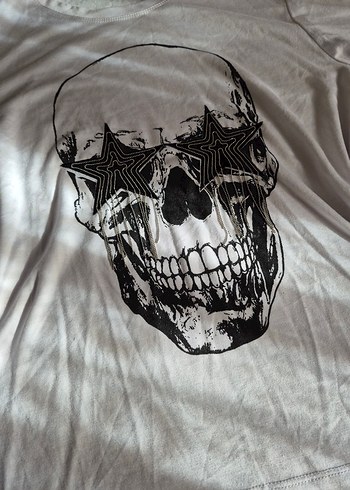 Vintage Kuru Kafa Baskılı Beyaz Uzun Kollu Tişört - Görsel 5