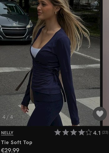 V Yaka Lacivert Bağlama Detaylı Bluz - Görsel 2