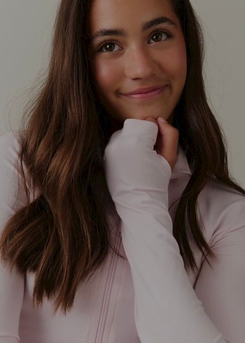 Pembe Yüksek Yakalı Uzun Kollu Spor Üst - Görsel 4