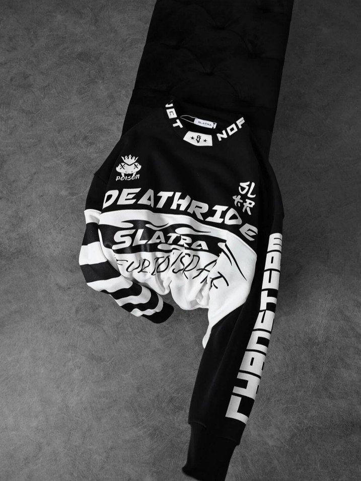 Siyah Baskılı Erkek Sweatshirt - Görsel 4