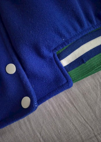 Kolları Deri Reglan Kollu Kolej Mont Ceket - SaksMavisi - Görsel 8