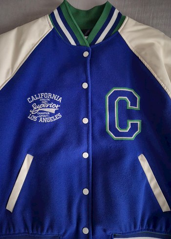 Kolları Deri Reglan Kollu Kolej Mont Ceket - SaksMavisi - Görsel 7