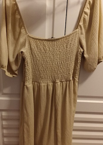 Trendyol & Milla Bej Kare Yaka Sifon Elbise