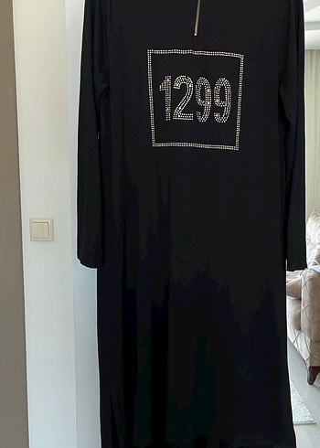 40 Beden Kadın Siyah Fermuarlı Uzun Sweatshirt
