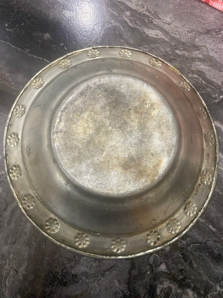 Bakır el işlemeli çiçekli  Yemek kabı - Görsel 2