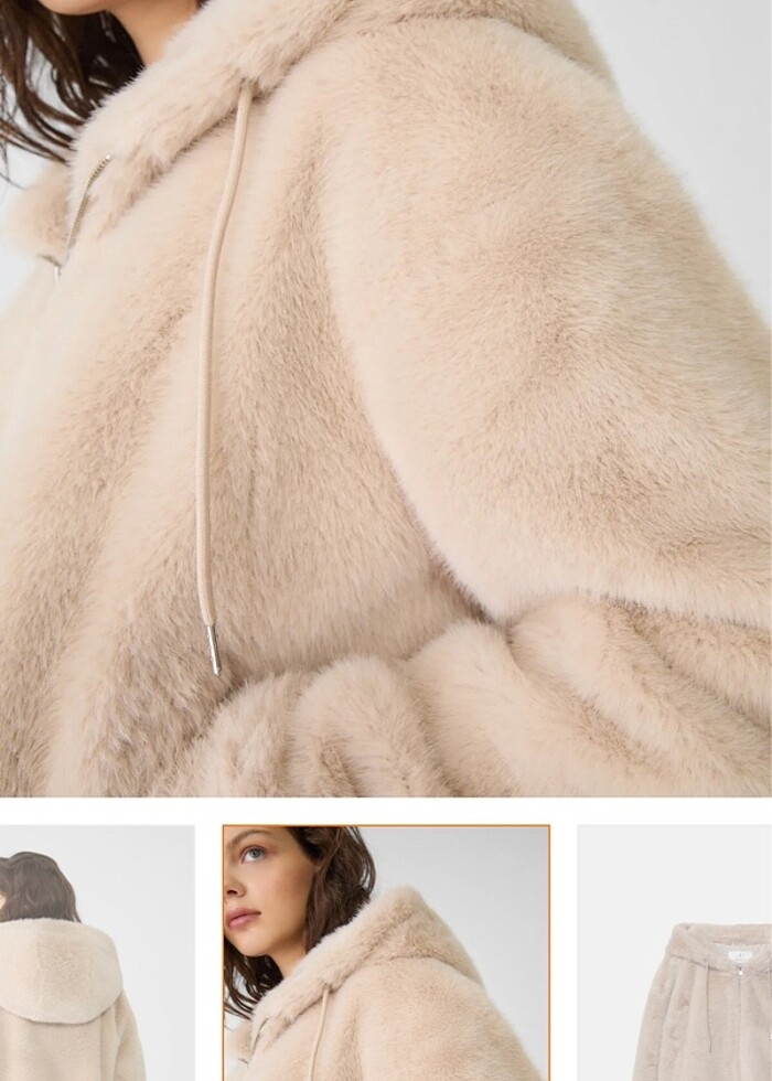 Krem kapşunlu kürk - Görsel 2