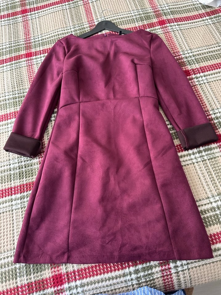 Bordo kadife elbise - Görsel 2