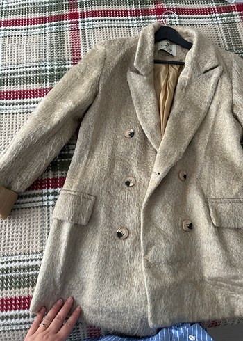 Bej Midi Kadın Yün Kaban - Görsel 2