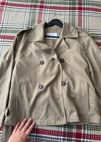 Stradivarius Bej Düğmeli Midi Kadın Trençkot - Görsel 2