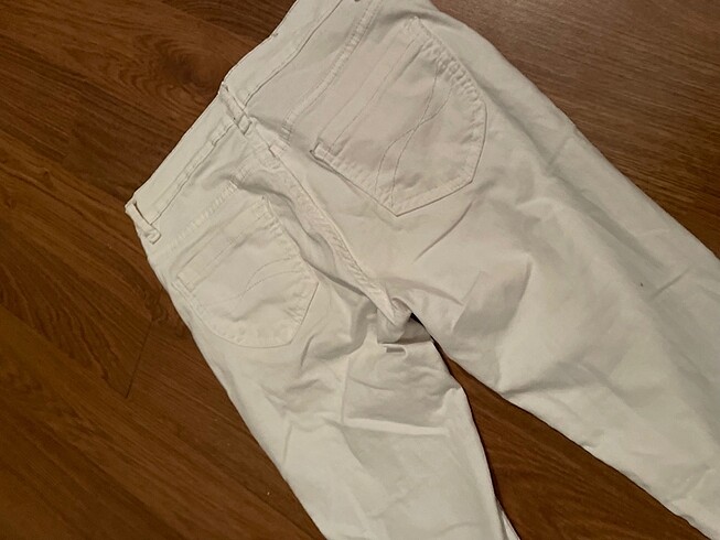 s Beden Beyaz skinny pantolon hafif düşük bel