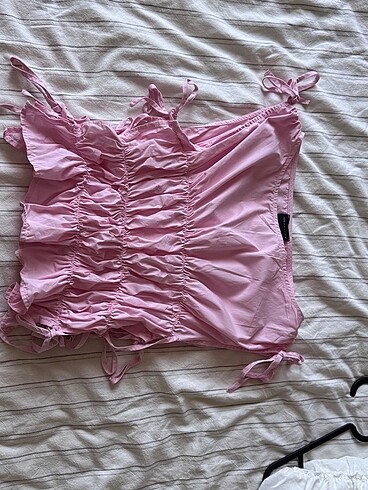 Pembe poplin bluz