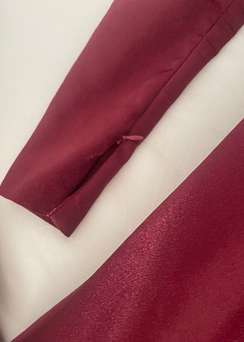 Bordo Uzun Kollu Salaş Kadın Elbise şalıyla birlikte - Görsel 4