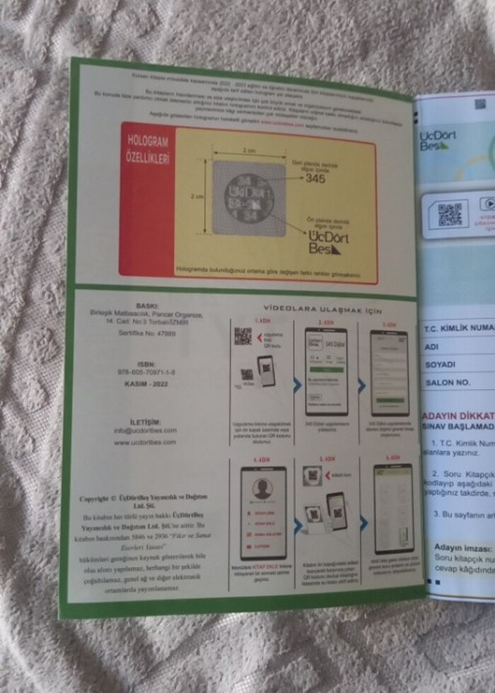 TYT FEN DENEME KİTABI SADECE 3 DENEME EKSIK GERI KALANI TAM HIC  - Görsel 3