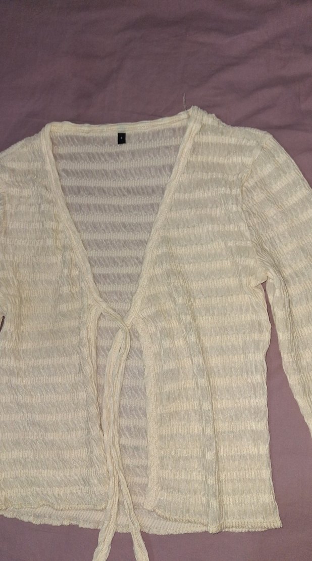 Beyaz V Yaka Örgü Kadın Triko hiç kullanılmadı - Görsel 5
