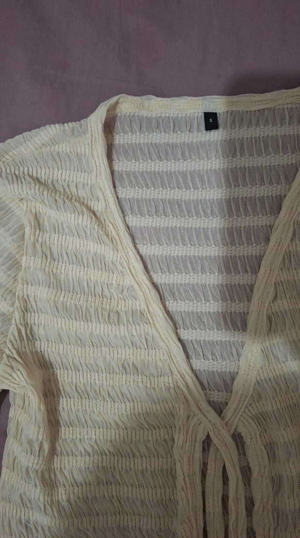 Beyaz V Yaka Örgü Kadın Triko hiç kullanılmadı - Görsel 2