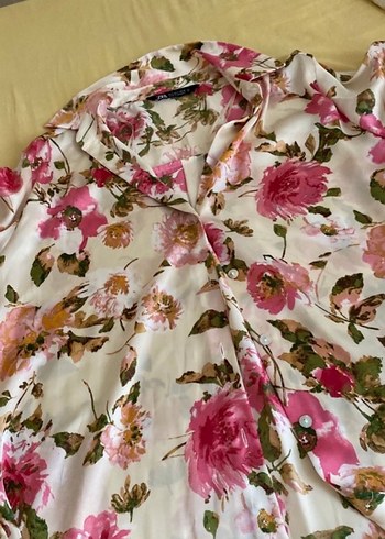 Zara Zara Pembe Çiçekli Kadın Gömlek