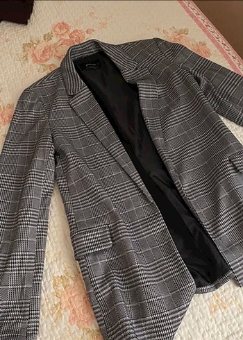 m Beden Stradivarius Ekose Desenli Kadın Blazer Ceket