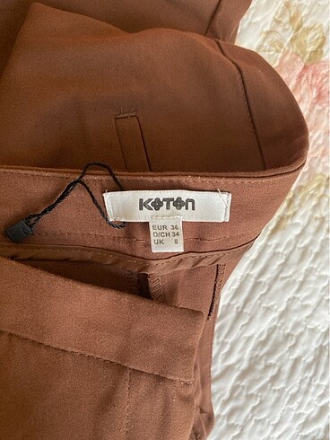 Koton Kahverengi koton kumaş pantolon