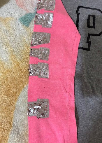 Victoria Secret Pink Pembe Gri Baskılı Uzun Kollu Bluz - Görsel 5