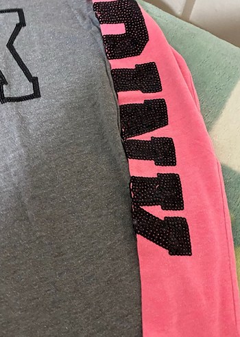 Victoria Secret Pink Pembe Gri Baskılı Uzun Kollu Bluz - Görsel 6