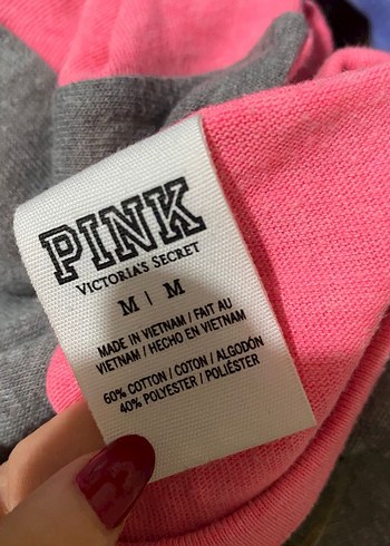 Victoria Secret Pink Pembe Gri Baskılı Uzun Kollu Bluz - Görsel 3