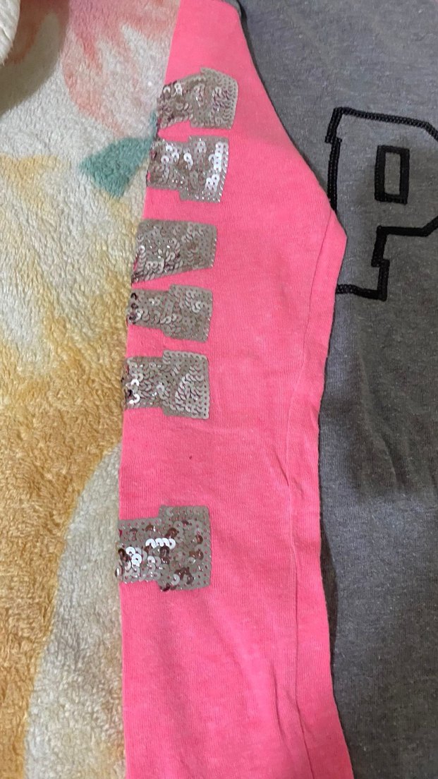 Victoria Secret Pink Pembe Gri Baskılı Uzun Kollu Bluz - Görsel 5