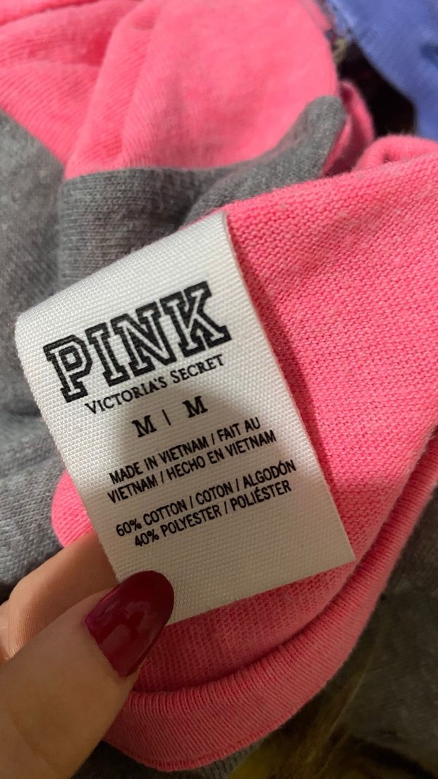 Victoria Secret Pink Pembe Gri Baskılı Uzun Kollu Bluz - Görsel 3