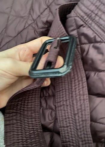 Orijinal Bordo Burberry Kemerli Kadın Mont - Görsel 6